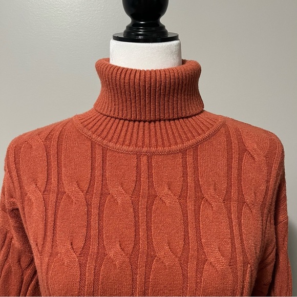 Papillon Cable Knit Turtleneck Sweater Rust - Picture 4 of 10